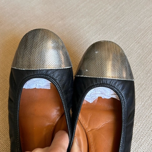 Lanvin Classic Cap Toe Leather Ballerina Flats - Picture 8 of 10